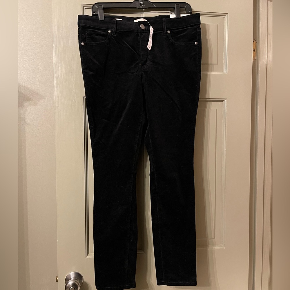 LOFT Curvy Skinny Black Corduroy Pants
